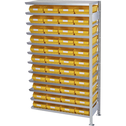 Boltless shelving unit with shelf bins, shelf unit height 1790 mm, extension shelf unit, depth 300 mm, 44 bins - yellow.