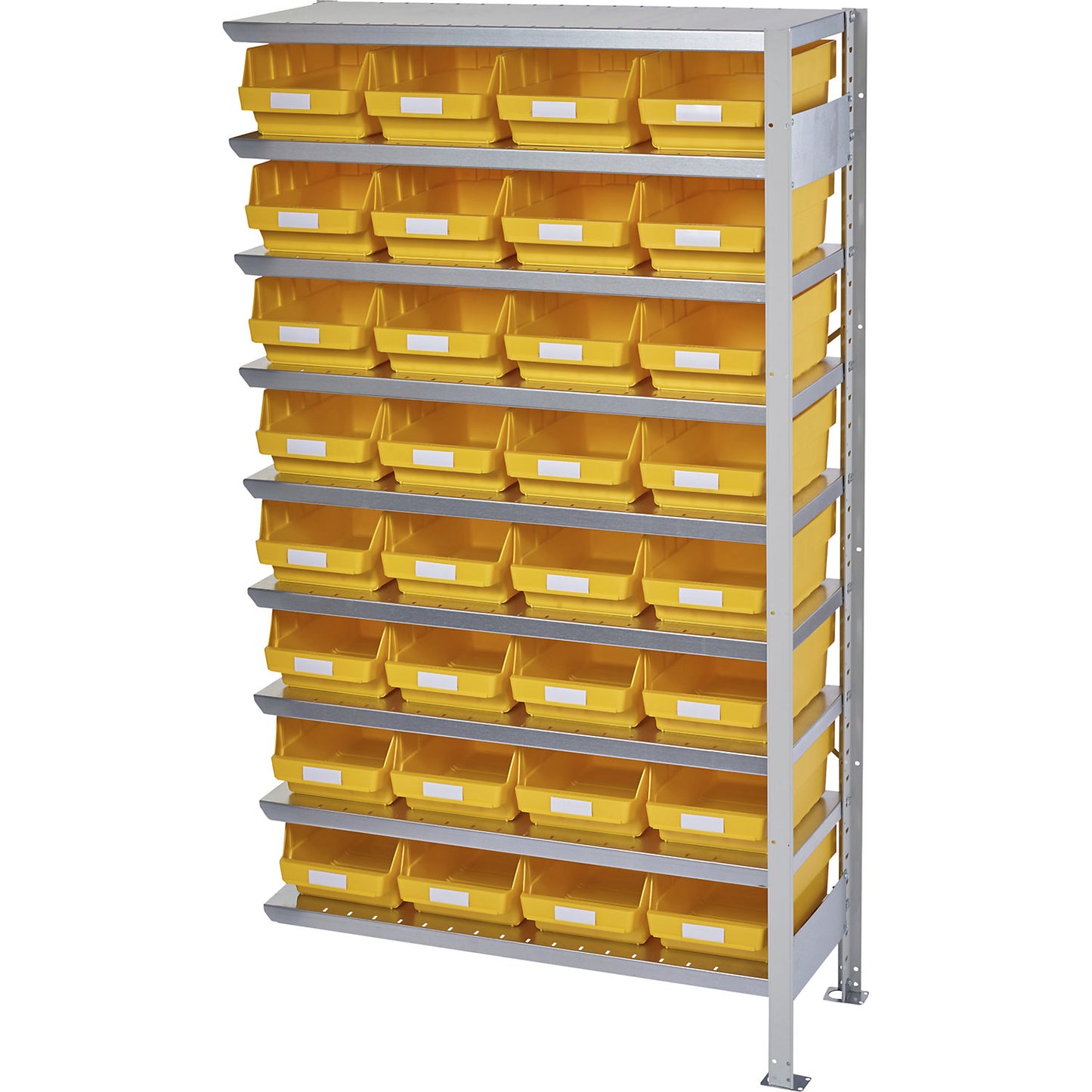 Boltless shelving unit with shelf bins, shelf unit height 1790 mm, extension shelf unit, depth 400 mm, 32 bins - yellow.