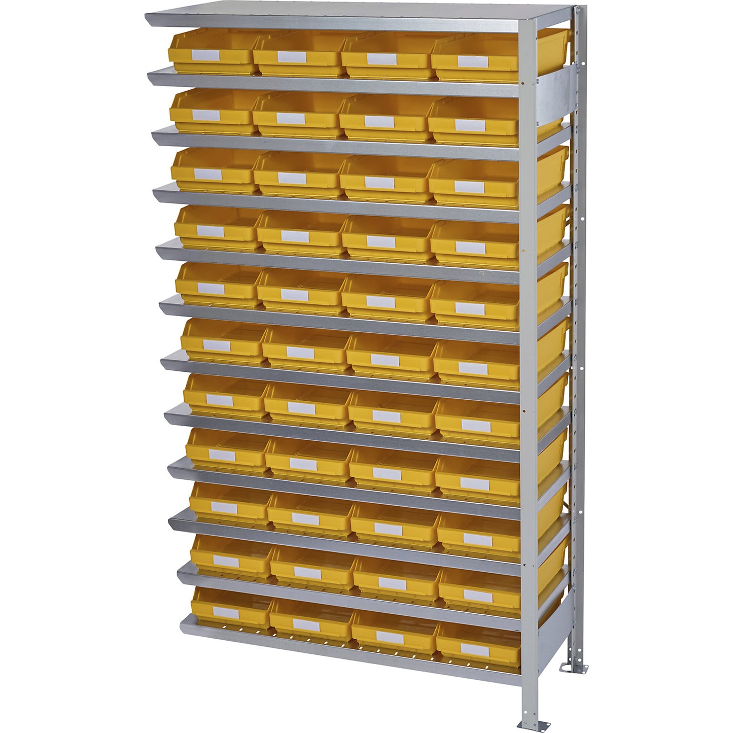 Boltless shelving unit with shelf bins, shelf unit height 1790 mm, extension shelf unit, depth 500 mm, 44 bins - yellow.