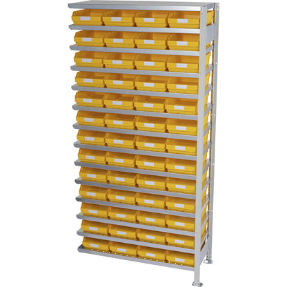 Boltless shelving unit with shelf bins, shelf height 2100 mm, extension shelf unit, depth 300 mm, 52 bins - yellow.