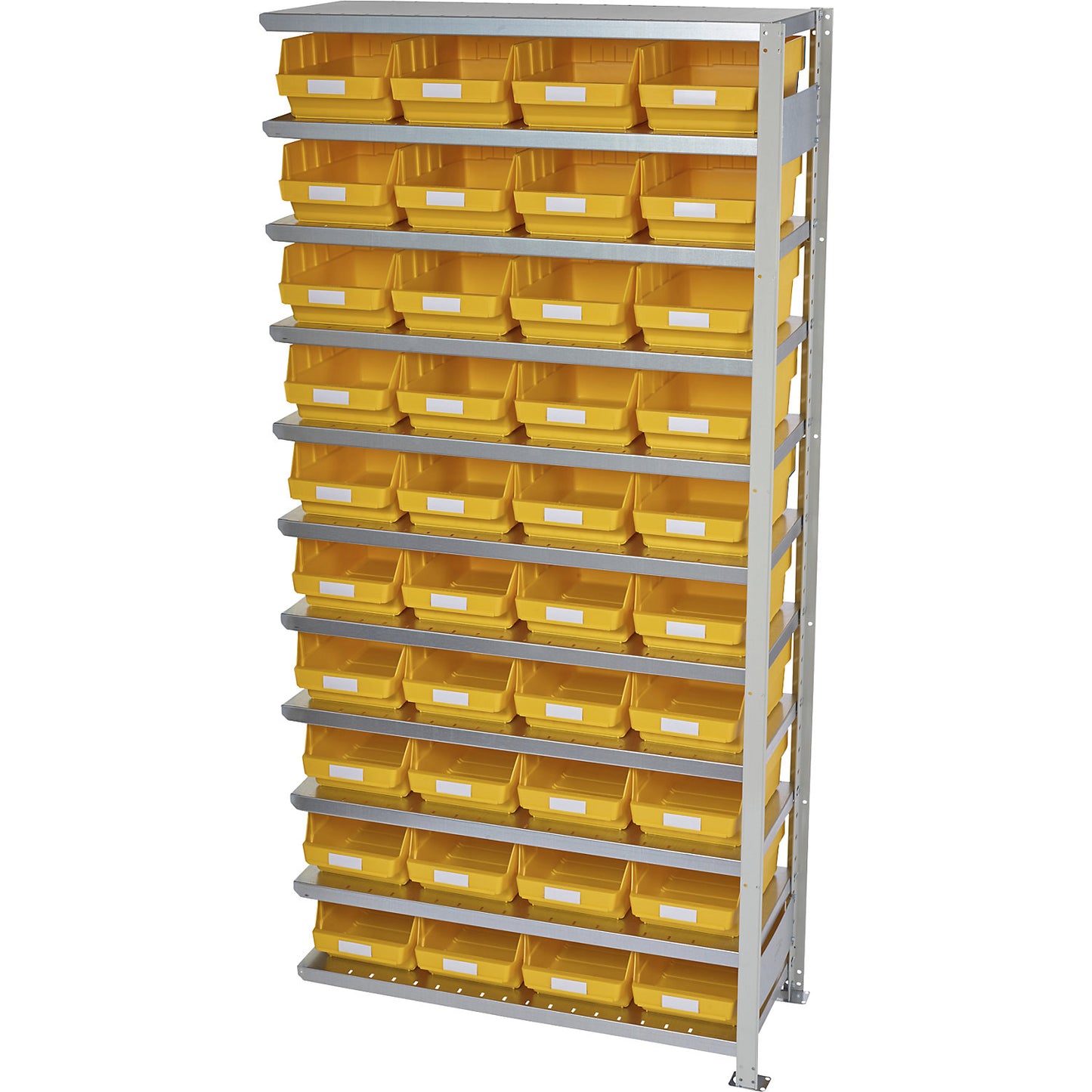 Boltless shelving unit with shelf bins, shelf height 2100 mm, extension shelf unit, depth 400 mm, 40 bins - yellow.