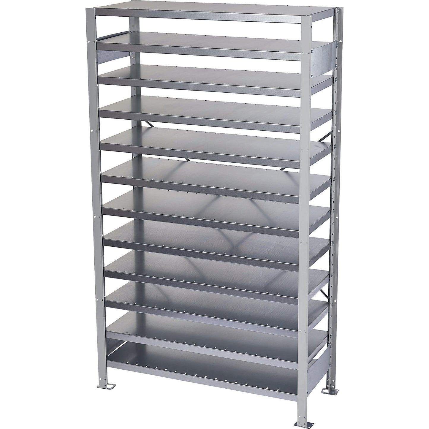 Boltless shelving unit for shelf bins, HxW 1790 x 1000 mm, basic shelf unit, depth 500 mm, without bins.
