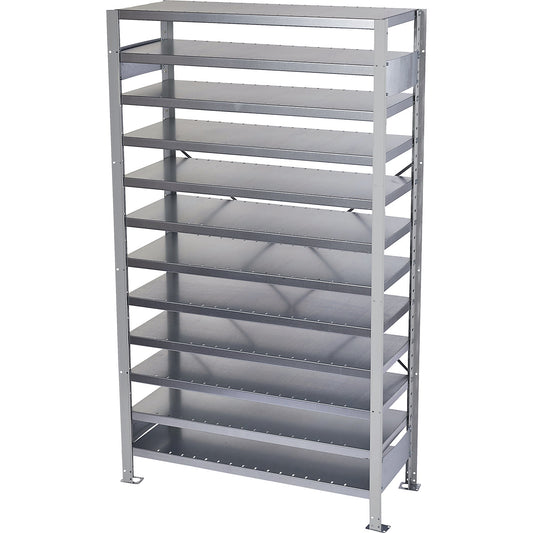 Boltless shelving unit for shelf bins, HxW 1790 x 1000 mm, basic shelf unit, depth 500 mm, without bins.
