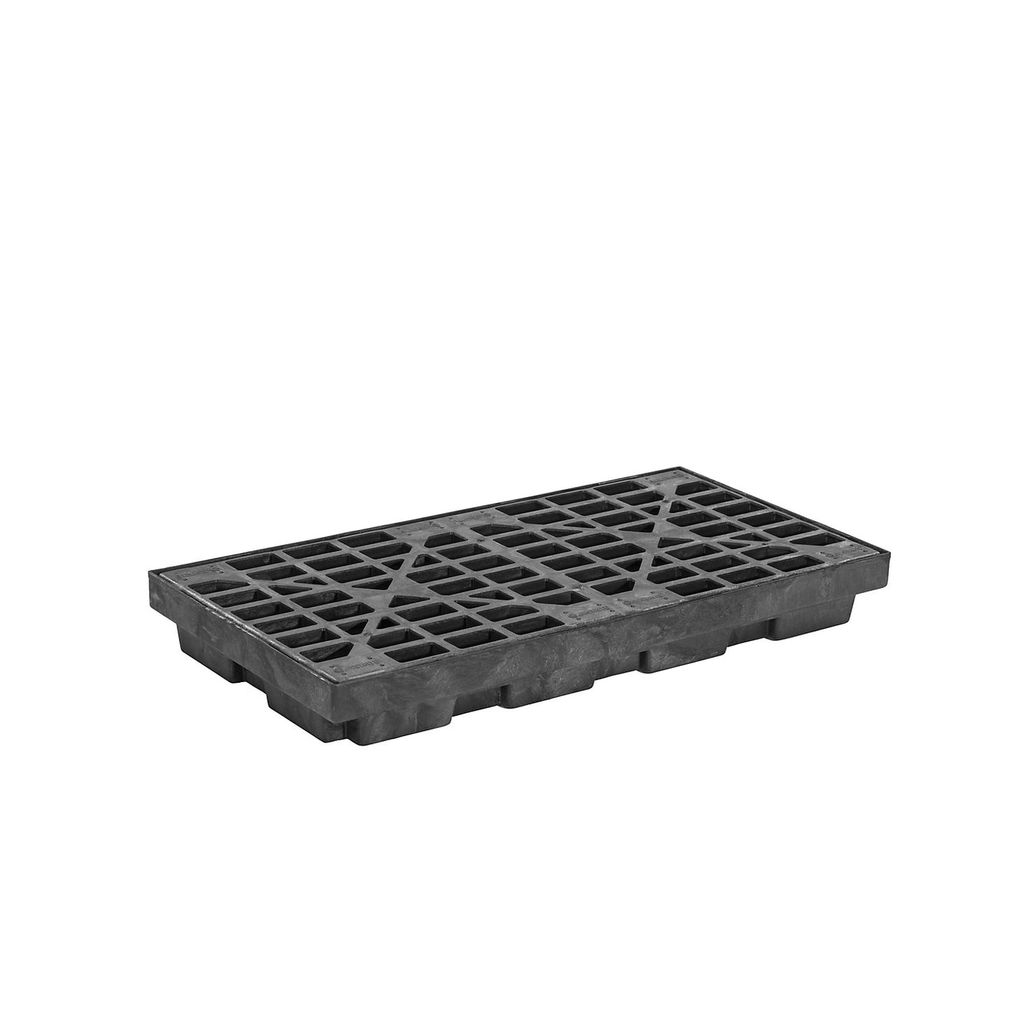 PE sump tray made of recycled PE, low profile sump tray, for 2 x 200 l drums, sump capacity 90 l.