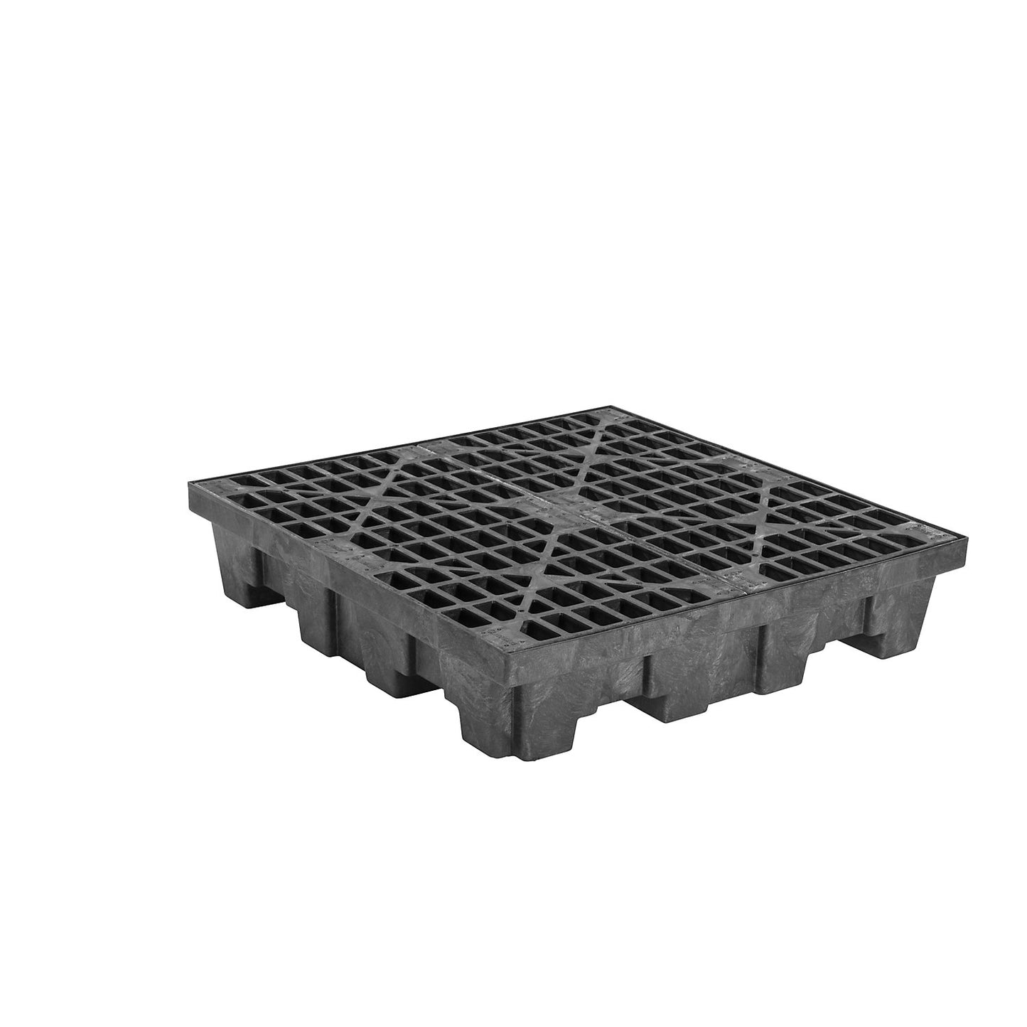 PE sump tray made of recycled PE, tray for 4 x 200 l drums, large volume, sump capacity 276 l.