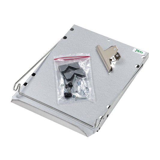 Writing board with clamp, LxWxH 340 x 248 x 46 mm, made of aluminium-zinc sheet A4.