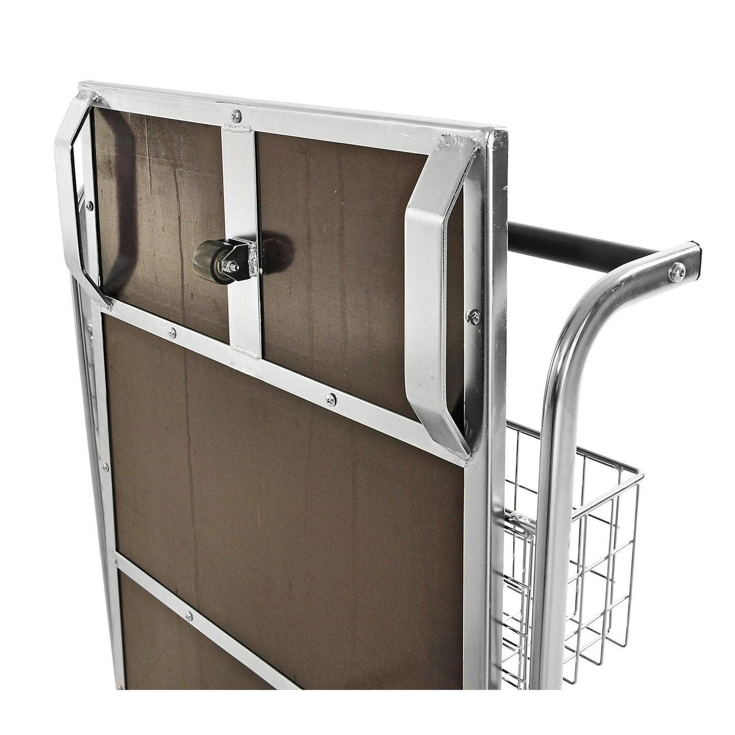C+C platform trolley, max. load 200 kg, 2 push handles, with plywood shelf.