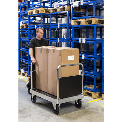 JUMBO zinc plated platform truck, with 2 end panels, length 1200 mm.