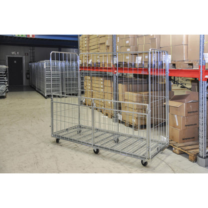 XXL 4-sided roll container, folding long side, without wheel stops.