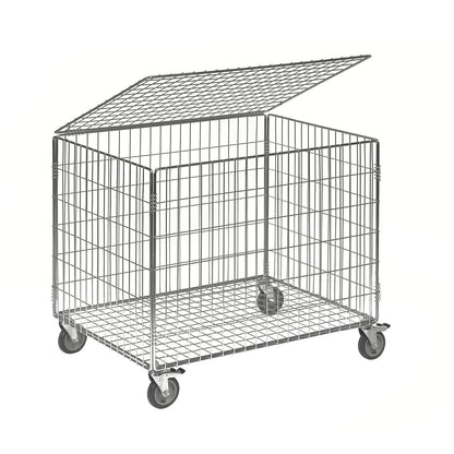 Mesh trolley, zinc plated, HxWxD 740 x 835 x 625 mm, without bumper protection.