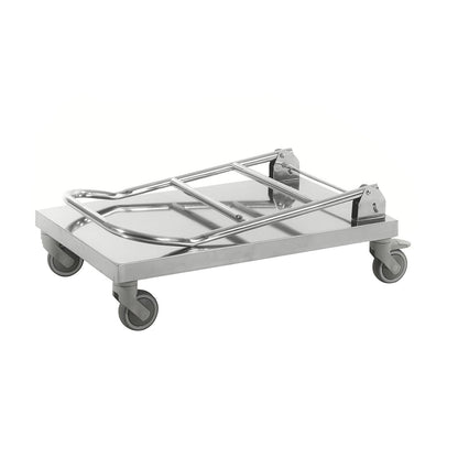 Stainless steel platform truck, max. load 100 kg, LxWxH 880 x 500 x 940 mm.