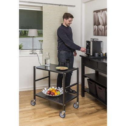 Table trolley with 2 shelves, 4 swivel castors, charcoal.