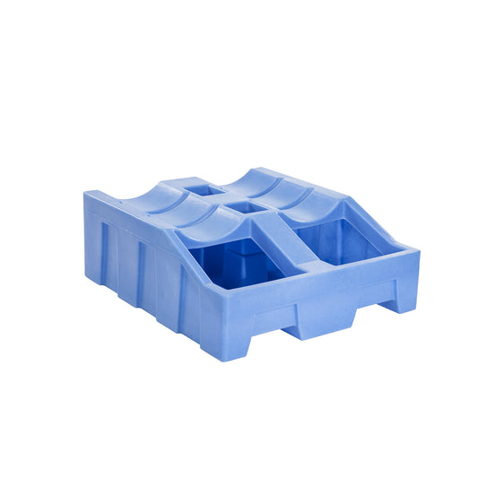 PE drum storage and filling station, for 2 x 200 l drums incl. drum sump, LxWxH 1390 x 1250 x 490 mm.