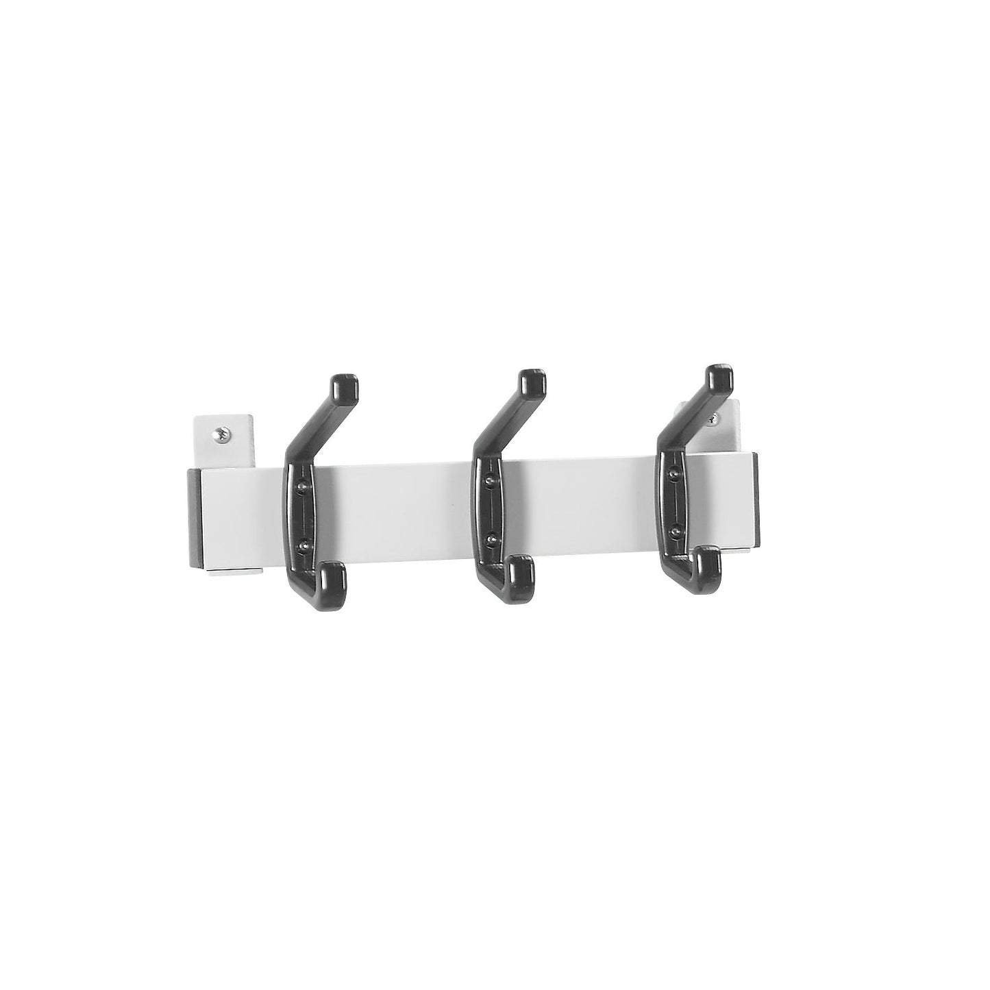 Coat rail, white aluminium, pack of 2, 3 plastic hooks.