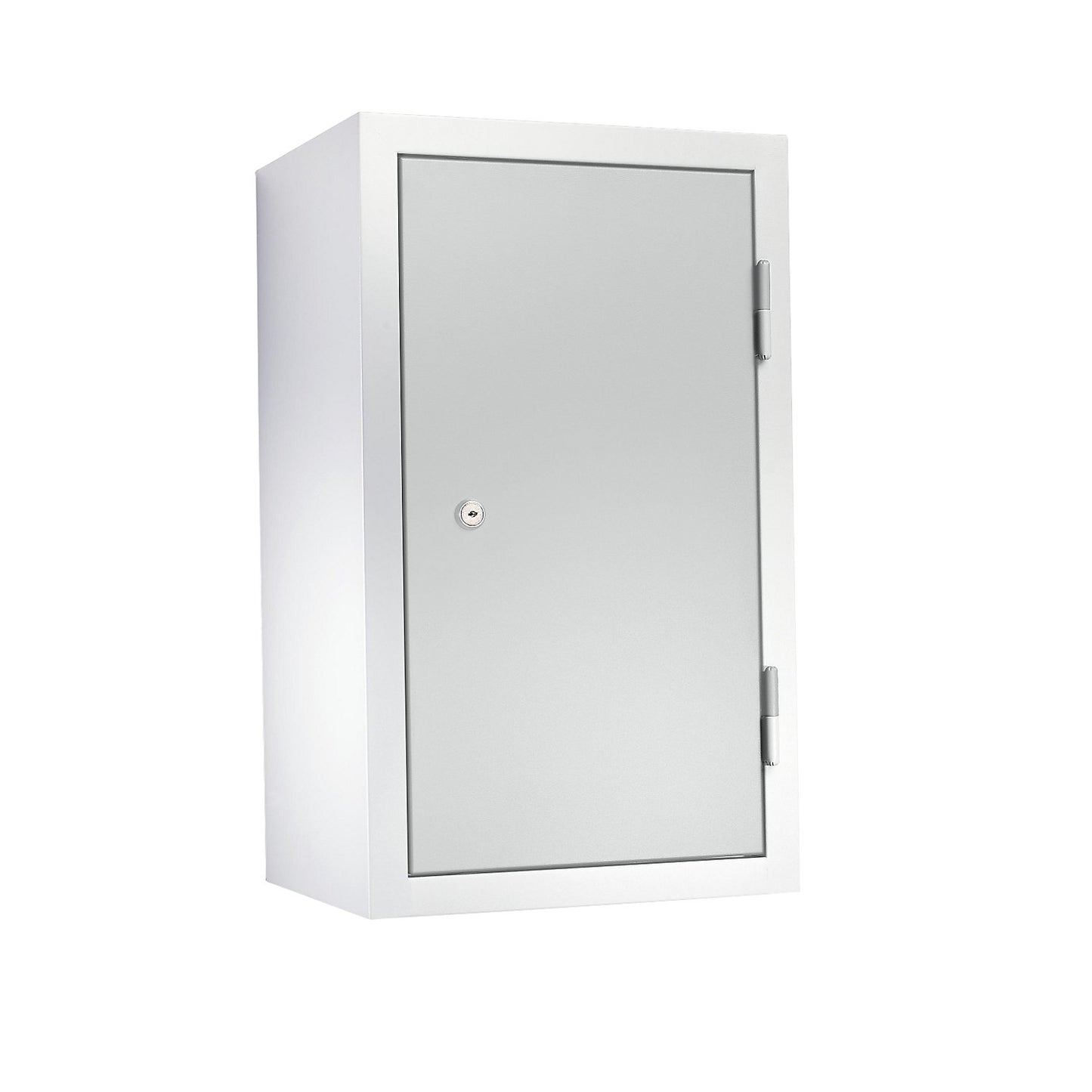 Wall mounted cupboard for the workshop, HxWxD 600 x 350 x 320 mm, solid panel doors, light grey RAL 7035.