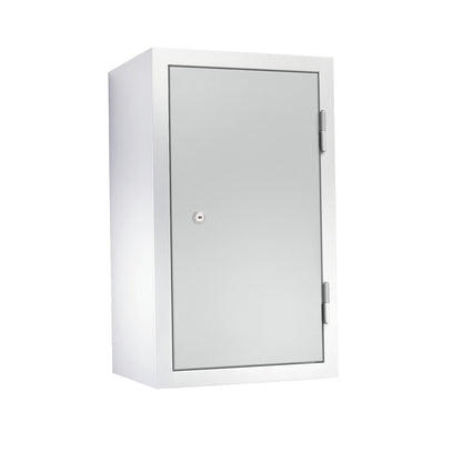 Wall mounted cupboard for the workshop, HxWxD 600 x 350 x 320 mm, solid panel doors, light grey RAL 7035.