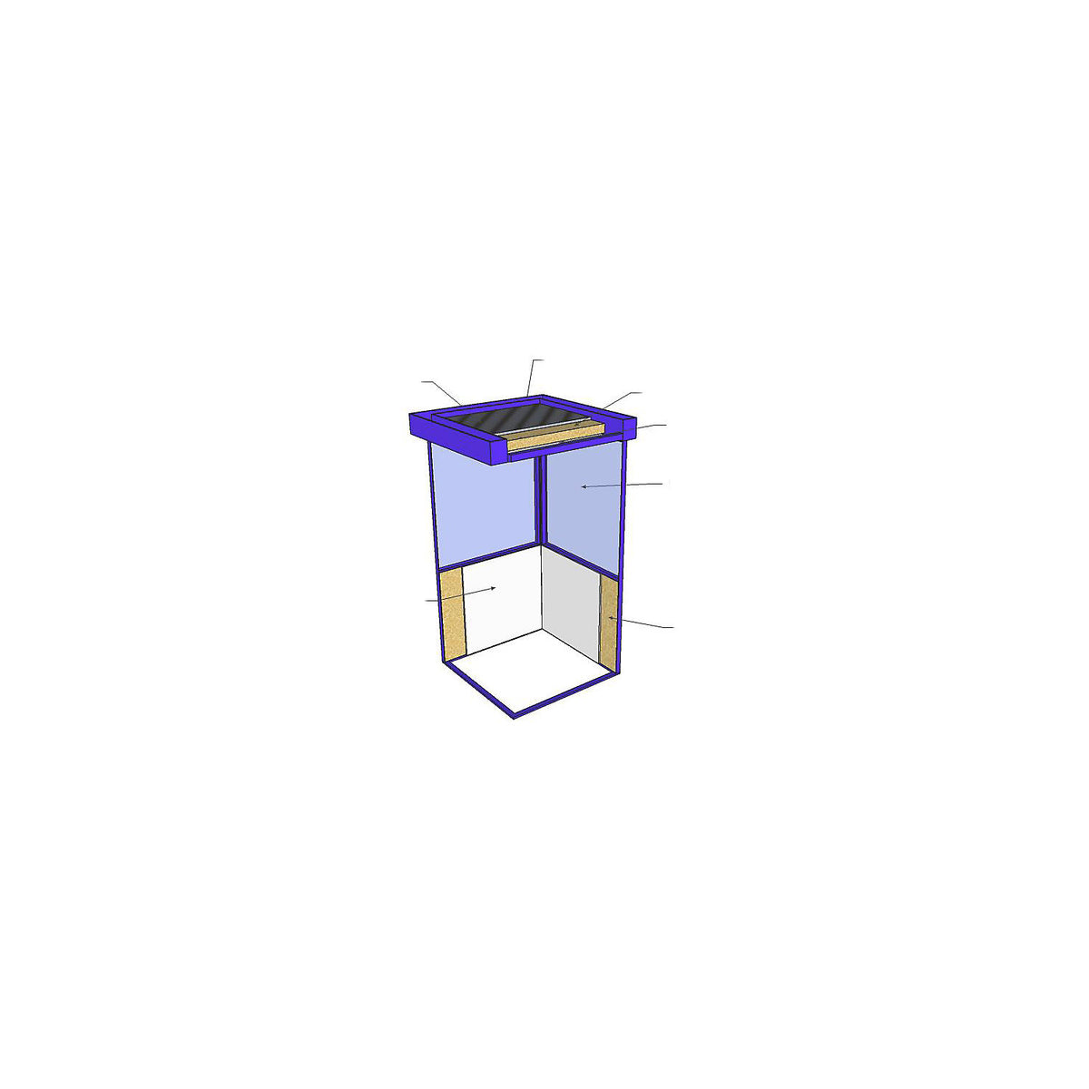 Interior panelling for outdoor use, extra cost, building size LxW 4050 x 3000 mm.