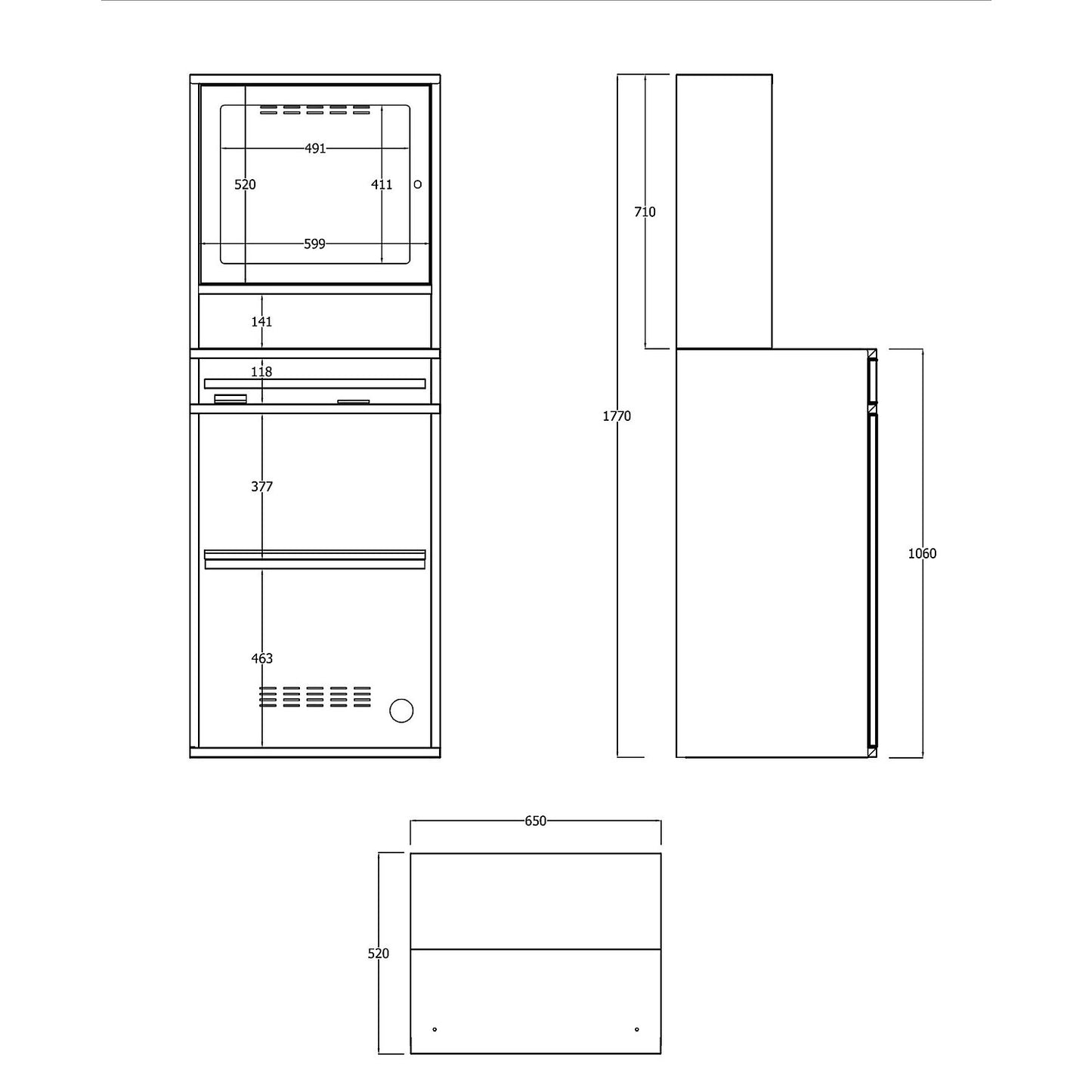 Computer workstation, sheet steel, HxW 1770 x 650 mm, with monitor housing, door colour light grey.