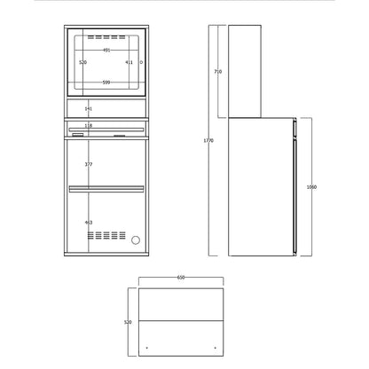 Computer workstation, sheet steel, HxW 1770 x 650 mm, with monitor housing, door colour light grey.