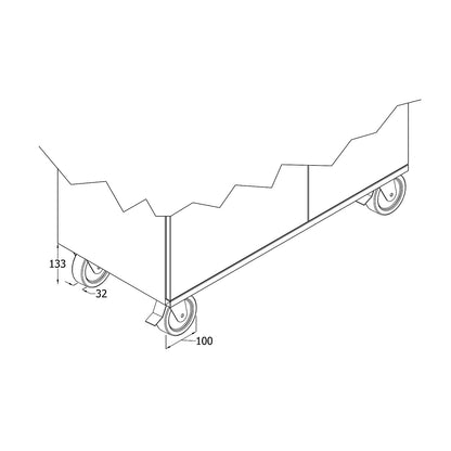 Wheel set for computer workstation, 4 swivel castors, wheel Ø 100 mm.
