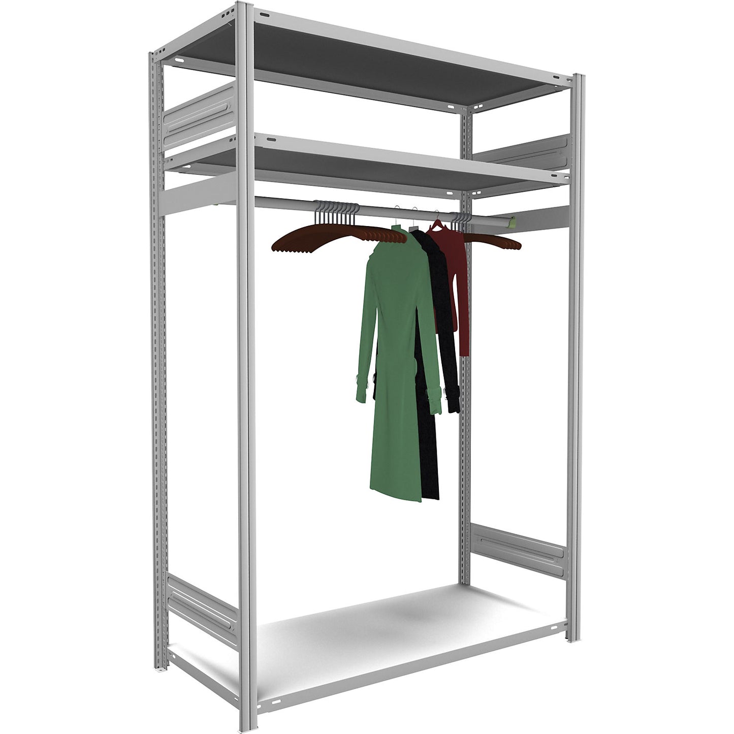 Boltless cloakroom shelving unit, HxWxD 2000 x 1300 x 600 mm, standard shelf unit.