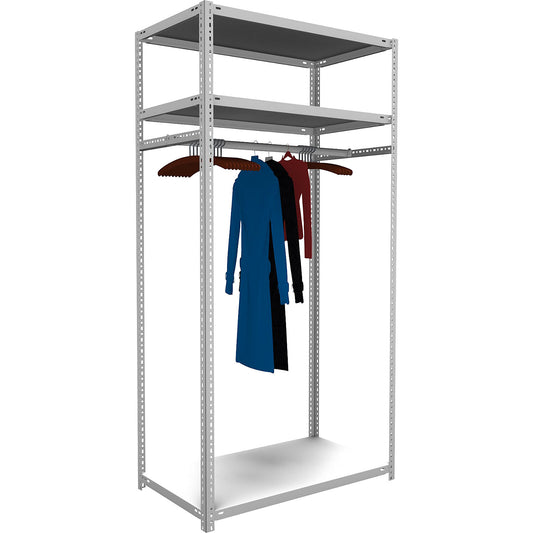 Bolt-together cloakroom shelving system, HxWxD 2000 x 1000 x 600 mm, standard shelf unit.
