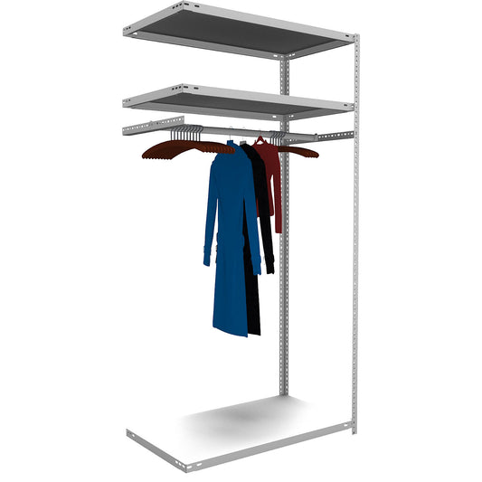 Bolt-together cloakroom shelving system, HxWxD 2000 x 1000 x 600 mm, extension shelf unit.