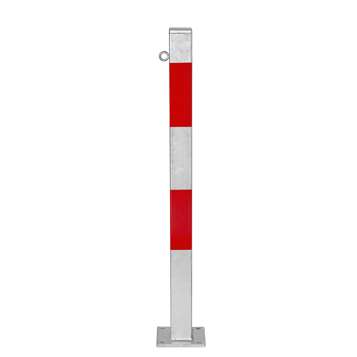 Bollard Morion, for bolting in place, 70 x 70 mm, hot dip galvanised / reflective red, 1 eyelet.