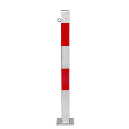Bollard Morion, for bolting in place, 70 x 70 mm, hot dip galvanised / reflective red, 1 eyelet.
