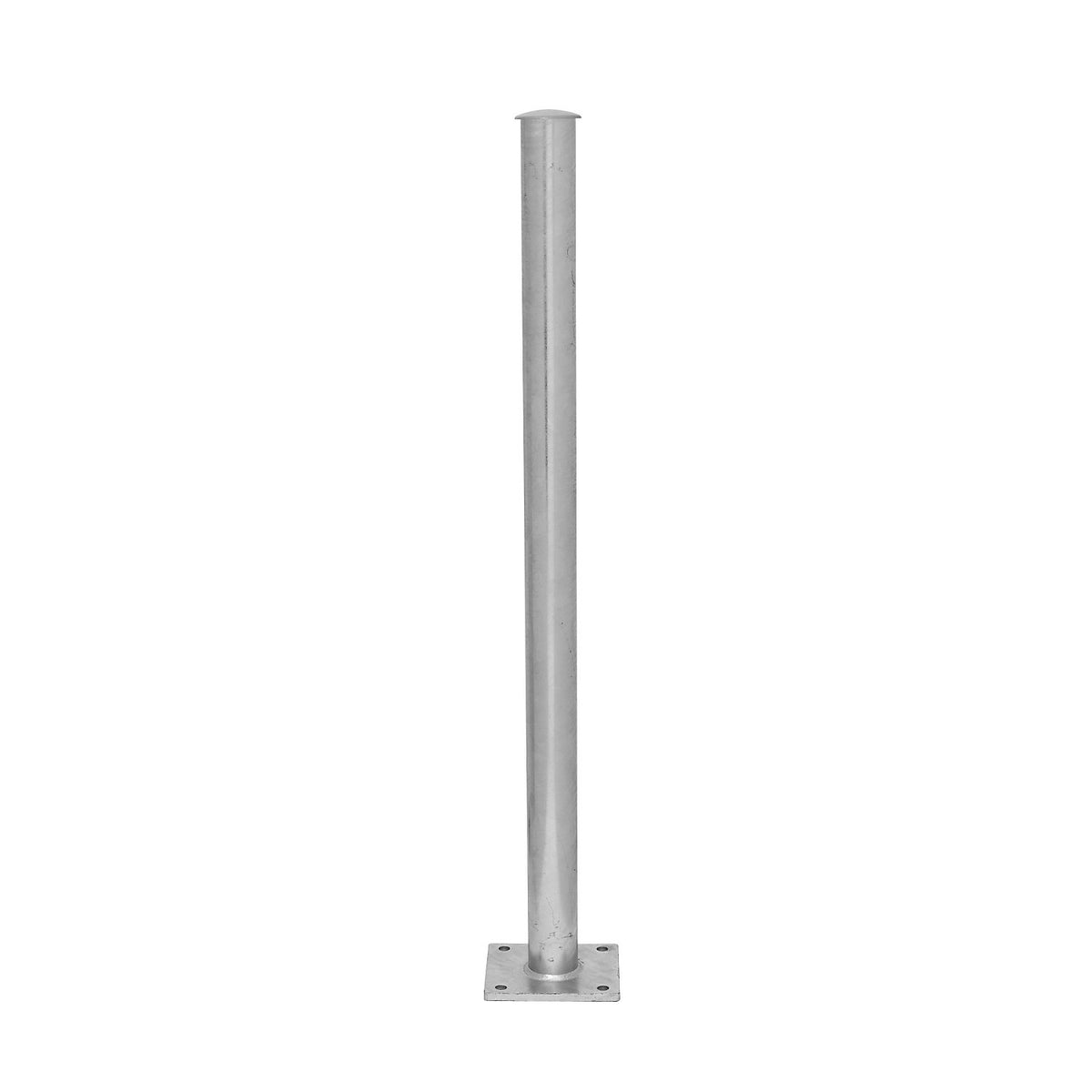 Railing system, upright with base plate, zinc plated.