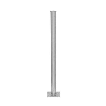 Railing system, upright with base plate, zinc plated.