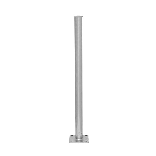 Railing system, upright with base plate, zinc plated.