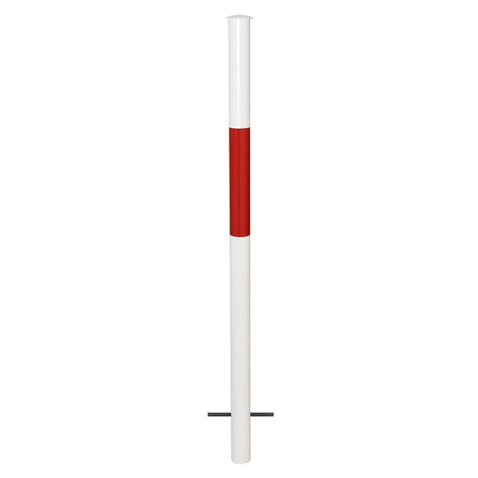 Railing system, upright for setting in concrete, red/white.