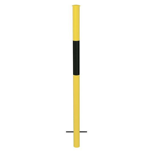 Railing system, upright for setting in concrete, yellow/black.