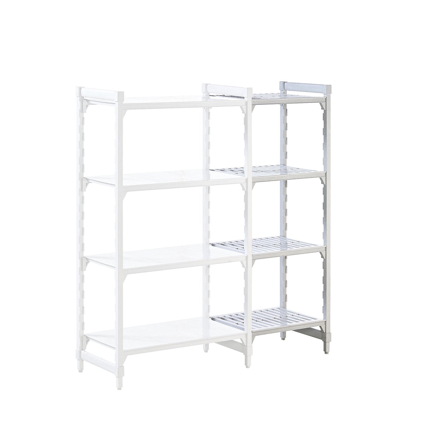 PREMIUM plastic boltless shelving unit system, shelf WxD 600 x 600 mm, extension shelf unit, width 635 mm, slotted base.