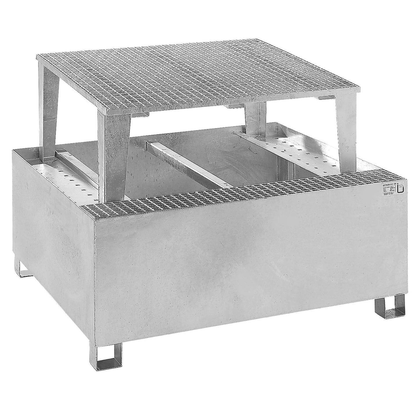 Steel sump tray for IBC/CTC tank containers, for 1 x 1000 l container, hot dip galvanised.