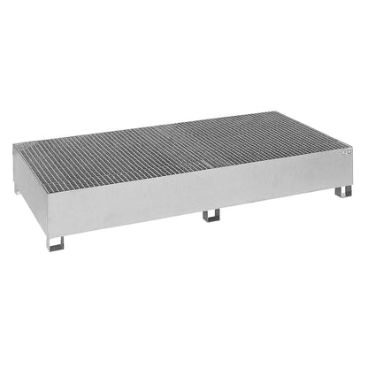 Steel sump tray for IBC/CTC tank containers, for 2 x 1000 l containers / 8 x 200 l vertical drums, hot dip galvanised.