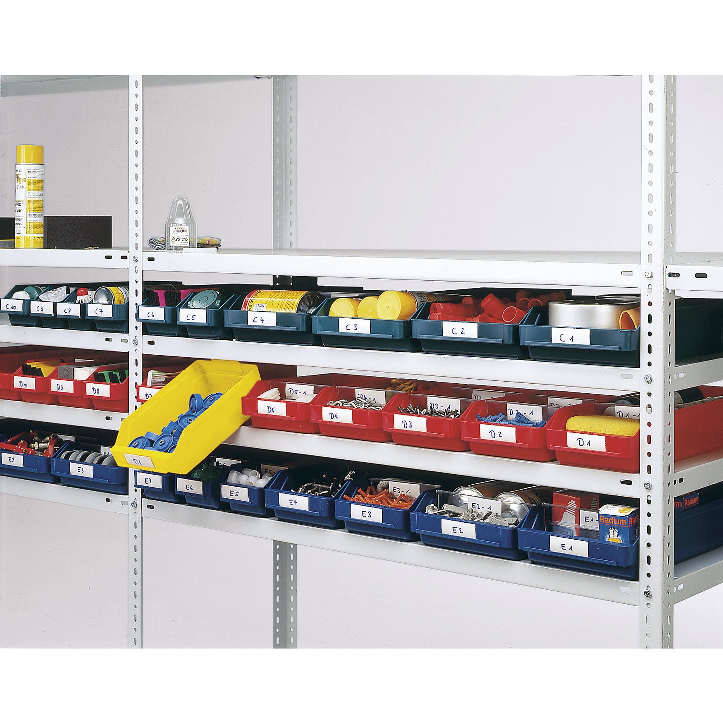 Shelf bin made of highly impact resistant polypropylene, grey, LxWxH 600 x 120 x 95 mm, pack of 30.