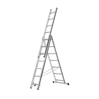 Aluminium multi-purpose ladder, entry level model, 3 x 7 rungs, max. working height 5.10 m.