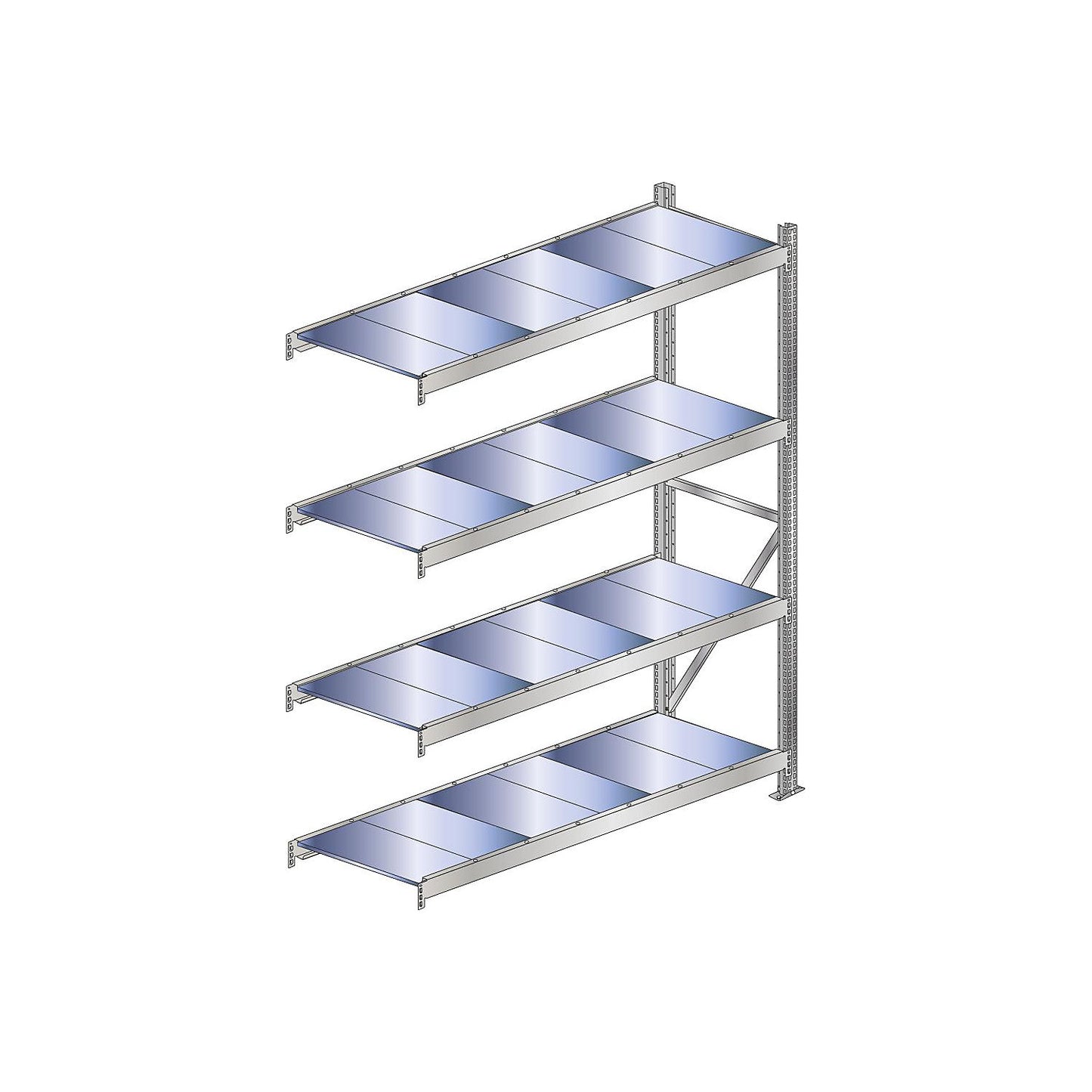Wide span shelving unit, shelf load 500 kg, HxWxD 2500 x 2000 x 1000 mm, extension shelf unit.