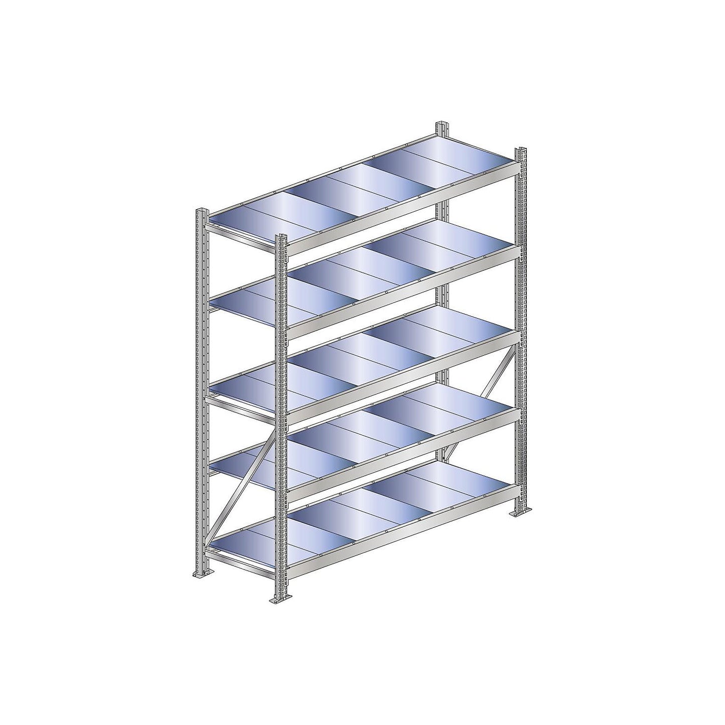 Wide span shelving unit, shelf load 500 kg, HxWxD 3000 x 2000 x 500 mm, standard shelf unit.