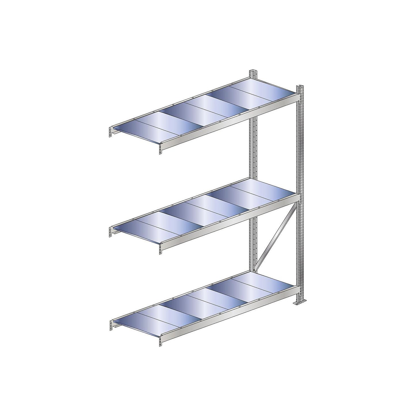 Wide span shelving unit, shelf load 500 kg, HxWxD 2000 x 2000 x 600 mm, extension shelf unit.
