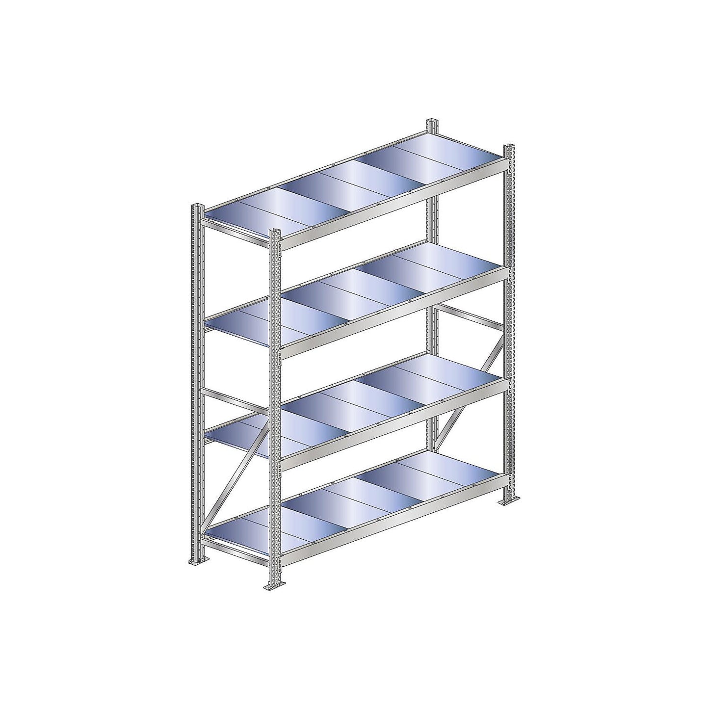 Wide span shelving unit, shelf load 500 kg, HxWxD 2500 x 2250 x 500 mm, standard shelf unit.