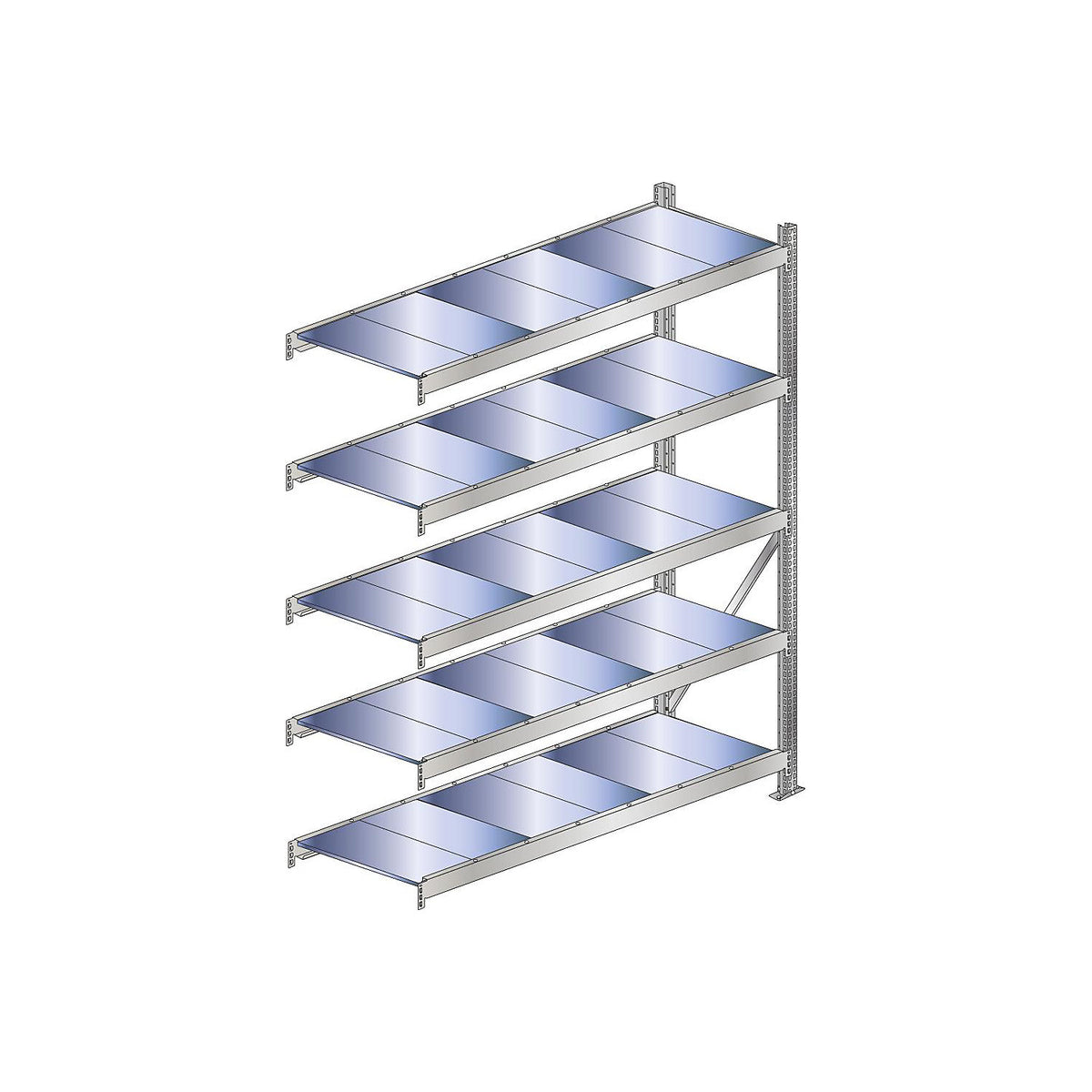 Wide span shelving unit, shelf load 500 kg, HxWxD 3000 x 2500 x 500 mm, extension shelf unit.