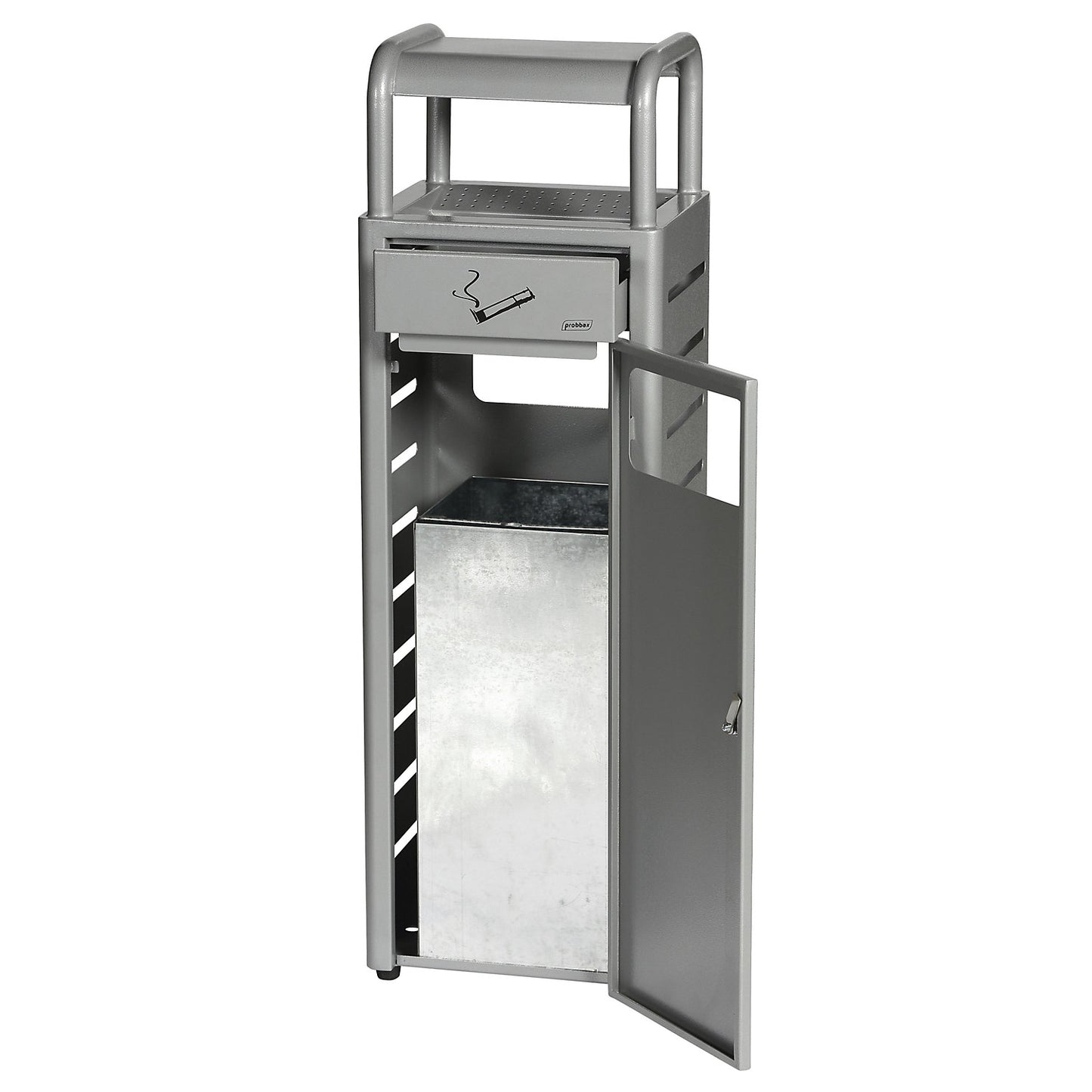Combination ashtray, capacity 24 l, WxHxD 300 x 960 x 25 mm, charcoal.