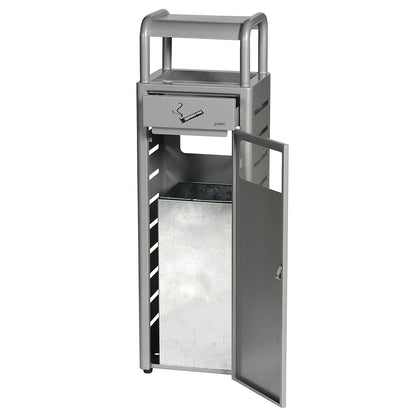 Combination ashtray, capacity 24 l, WxHxD 300 x 960 x 25 mm, charcoal.