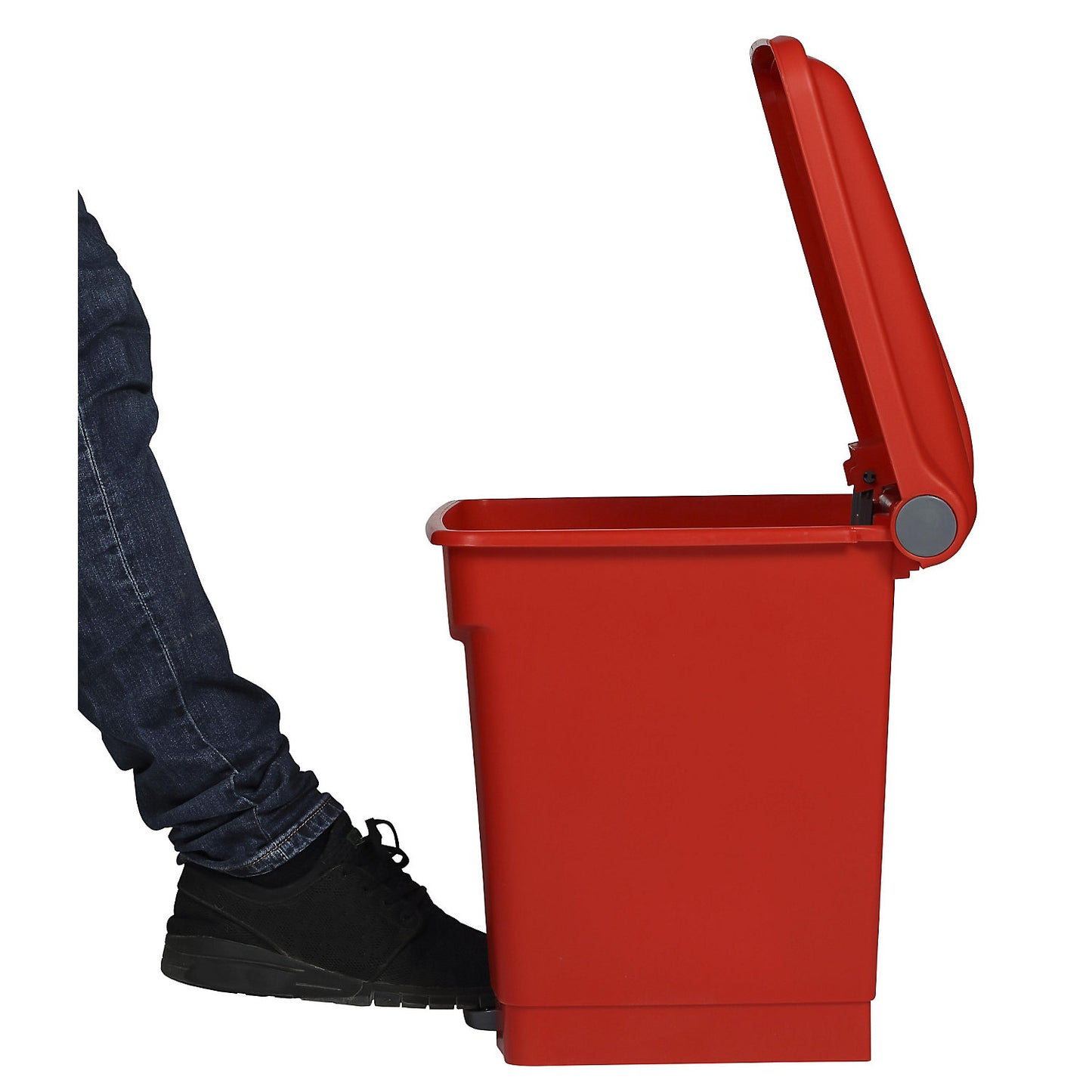 Foot pedal bin, capacity 30 l, WxHxD 410 x 435 x 400 mm, white, grey lid.