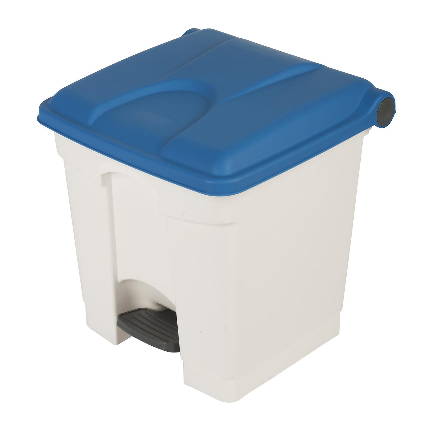 Foot pedal bin, capacity 30 l, WxHxD 410 x 435 x 400 mm, white, blue lid.