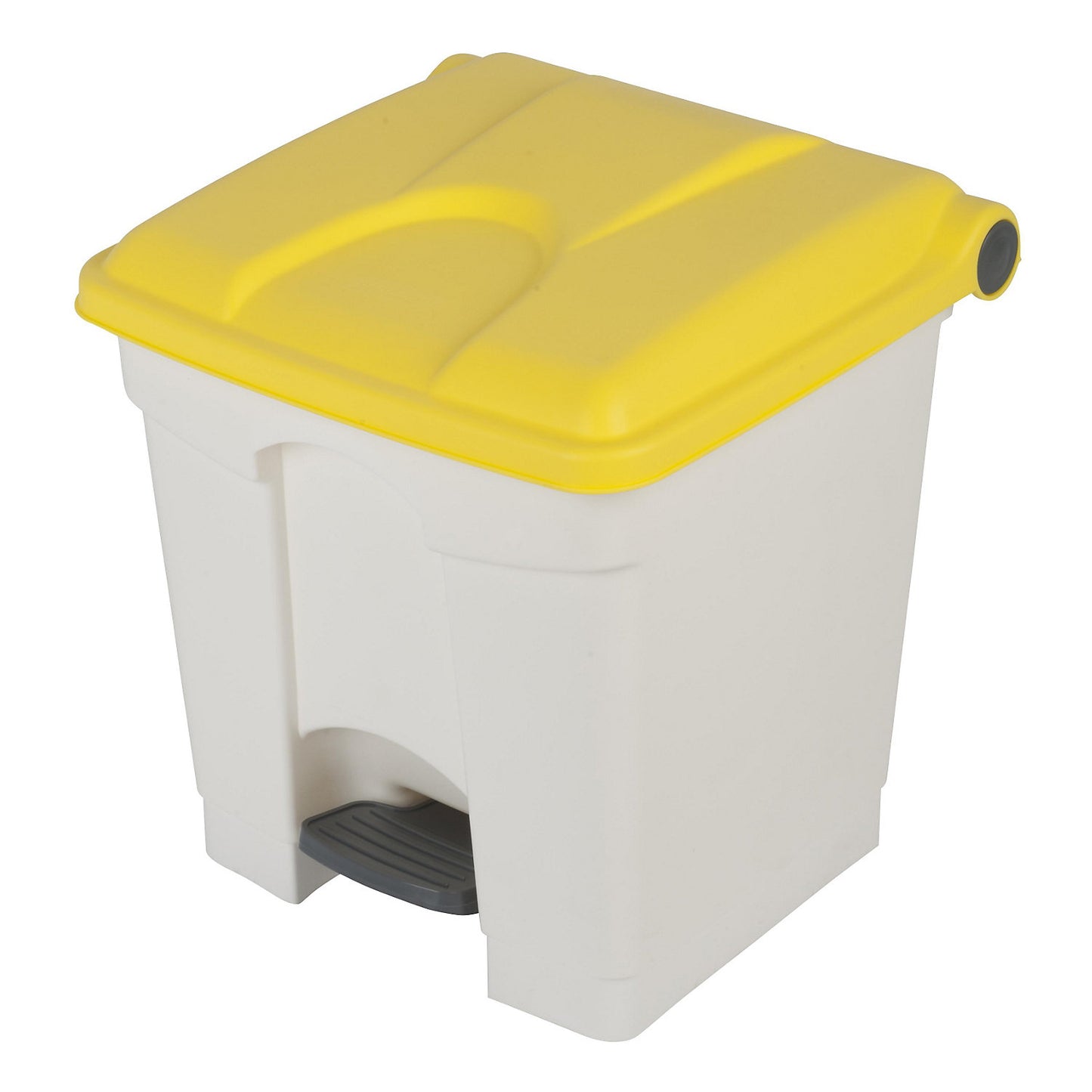 Foot pedal bin, capacity 30 l, WxHxD 410 x 435 x 400 mm, white, yellow lid.