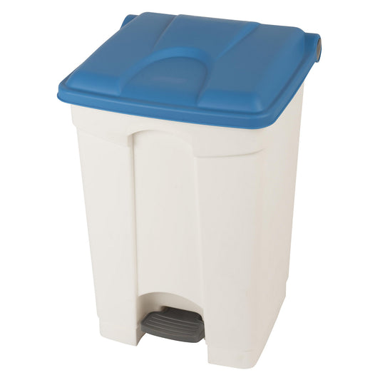 Foot pedal bin, capacity 45 l, WxHxD 410 x 600 x 400 mm, white, blue lid.